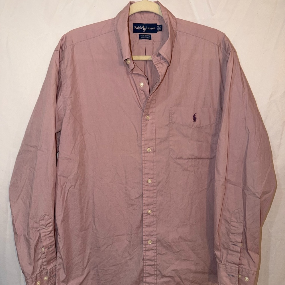 Ralph Lauren Men's Yarmouth Oxford Casual Button Down in Mauve 34/35